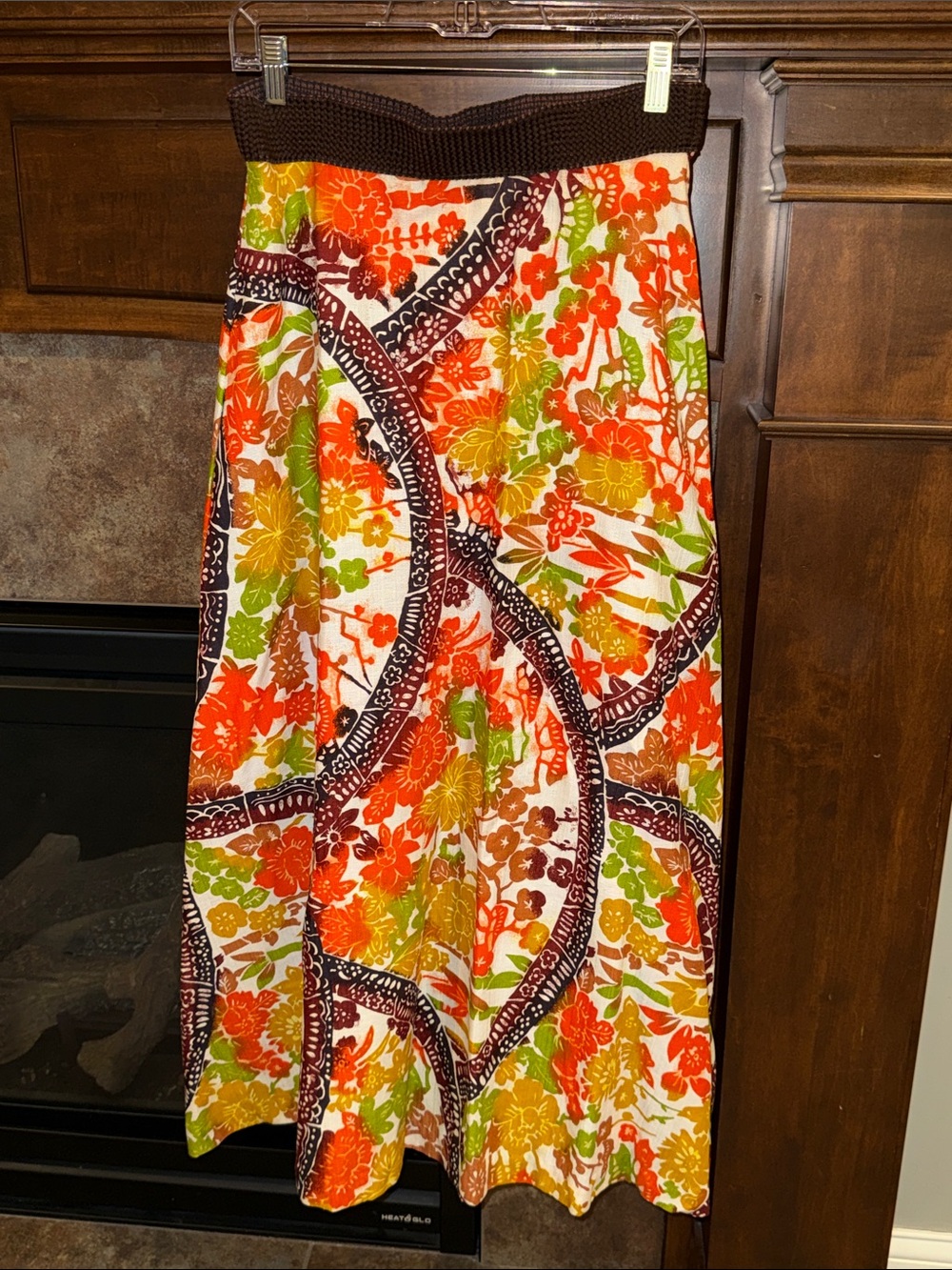 Vintage 60s 70s John Abbott Maxi Skirt Psychedelic Floral Boho Mod Hippie M/L